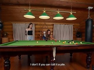 Two Pretty Nymphs Fuck Each Other Right On The Billiard Table