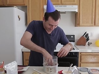 Good Looking Dude Having Joy While Cooking A Dinner For His Wifey