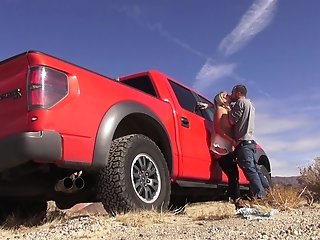 Exhilarated Blonde Flashes Tits And Fucks By The Side Of The Road