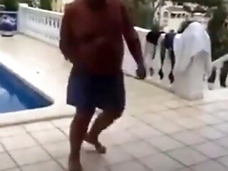 Fat Mexican Patriarch Strips Outdoors With His Hairy Man