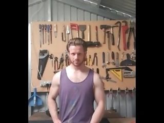 Sweaty Bro Takes Post-gym Piss In Toolshed