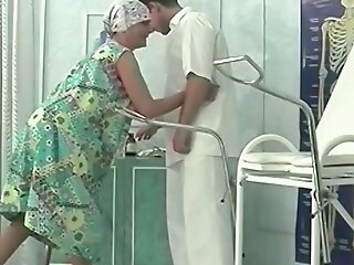 Gross Grandmother Rough Fisted By Her Medic