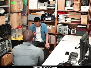 Muscle Guard Takes A Shoplifter’s Virginity