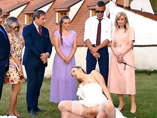 A Man In A Dog Mask Is Fucking The Bride While Outside