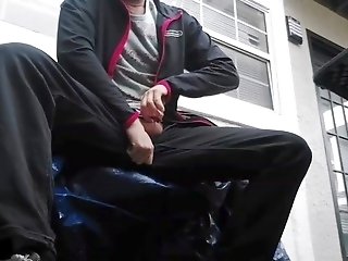 Public Balcony Piss And Spunking Before The Snow Falls - Risky Solo Masculine Getting Off In The Rain With Dirty Talk And Shrieking!